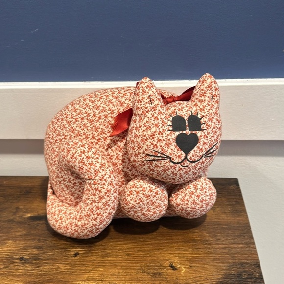 Other - Vintage Fabric Cat Doorstop Stuffed Pillow Kitty Cat Primative Folk Art Hand Sew